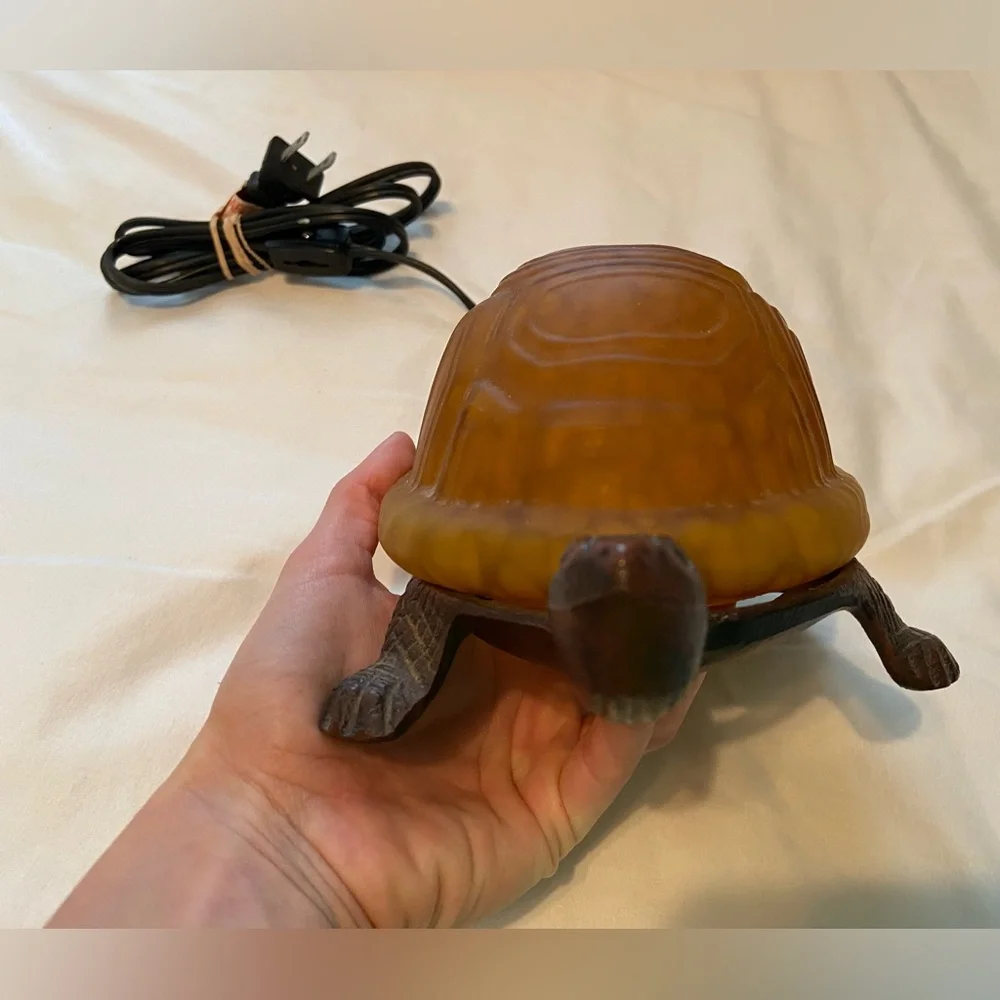 METAL AMBER TURTLE LAMP - Picture 9 of 14